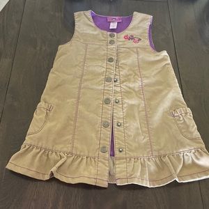 REI girls corduroy button-down dress cute little flowers embroidered on chest 3T